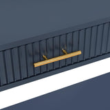 60" Modern Wooden Console Table Sofa Table with 3 Vertical Stripe Drawers, Open Bottom Shelf and Long Legs for Entryway, Hallway, Living Room, Foyer, Corridor (Navy Blue-04) HZSMHDZKJ