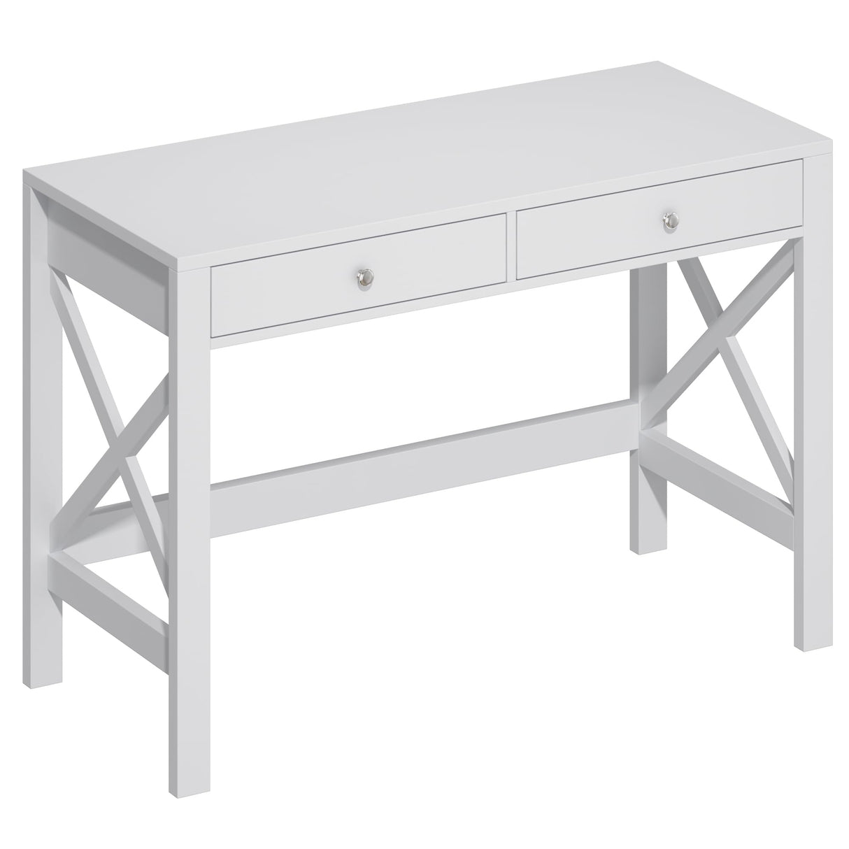 ChooChoo Computer Desk Study for Home Office, Modern Simple 40 Inches White Desk with Drawers, Makeup Vanity Console Table ChooChoo
