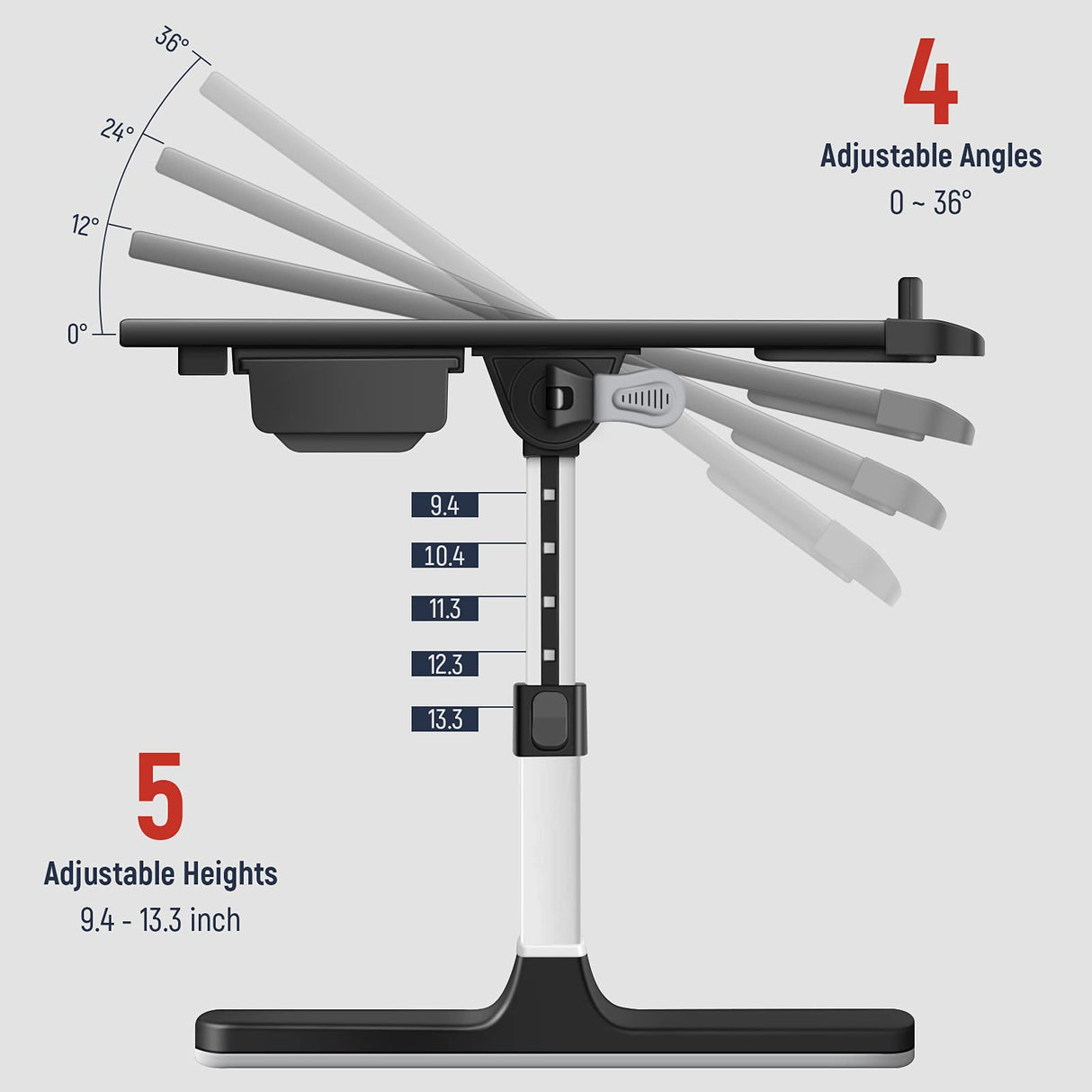 Laptop Desk for Bed, Lap Desks Trays with Double Storage Drawers, Adjustable Premium Leather Laptop Stand with Extra Drawstring Bag, Foldable Lap Table for Eating, Working, Writing and Drawing KLEAR