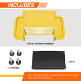 PM PERFORMOTOR 3-Drawer Tool Chest Rolling Mechanic Seat with Tool Trays,350lbs Max Weight Capacity, Yellow,PM-TOL-RST1-YL PM PERFORMOTOR