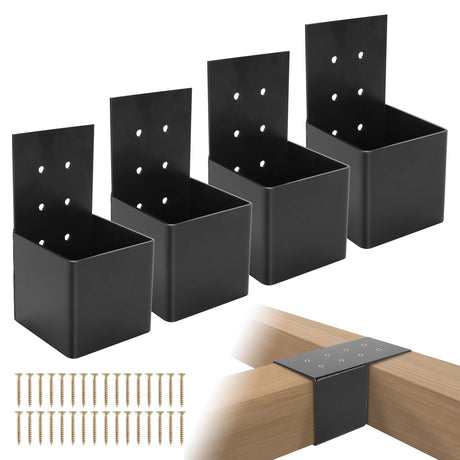 Pehciroe 4Pcs Pergola Brackets Post Top Rafter Brackets Deck Railing Brackets Connectors Pergola Wall Mount Bracket Kit for 4”x4” Wood Posts with Screws Pehciroe