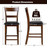 NAFORT Counter Height Bar Stools Set of 4, Farmhouse 25.5” Wood High Dining Chairs, Counter Stools with Back for Kitchen Restaurant Bar, Rubberwood Legs & Black PU Leather Cushion NAFORT