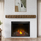 Country Living Wood Fireplace Mantel Shelf - Bodie 60 Inch Mocha Finish | Rustic Hand-Hewn and Distressed Pine Beam with Worn, Reclaimed Log Look; for Fireplaces, Hearths & Décor Country Living