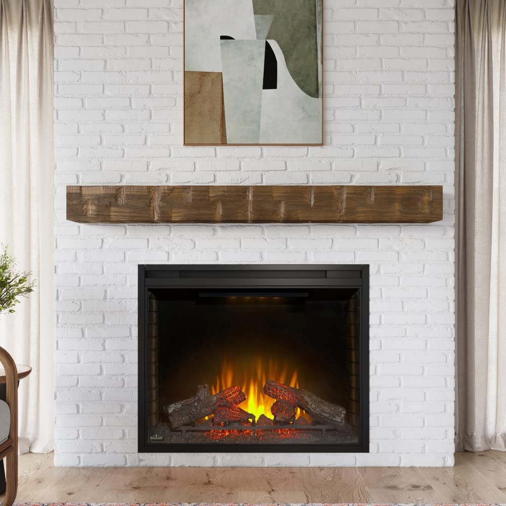 Country Living Wood Fireplace Mantel Shelf - Bodie 48 Inch Mocha Finish | Rustic Hand-Hewn and Distressed Pine Beam with Worn, Reclaimed Log Look; for Fireplaces, Hearths & Décor Country Living