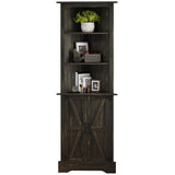 4 EVER WINNER Tall Corner Cabinet with Barn Doors, 5-Tier Farmhouse Storage Cabinet with Adjustable Shelves for Corner, Home Space Saver for Living Room, Bathroom, Hallway, Rustic Oak 4 EVER WINNER