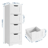 FOTOSOK Freestanding Bathroom Storage Cabinet with 4 Drawers - Compact White Organiser for Home Decor FOTOSOK