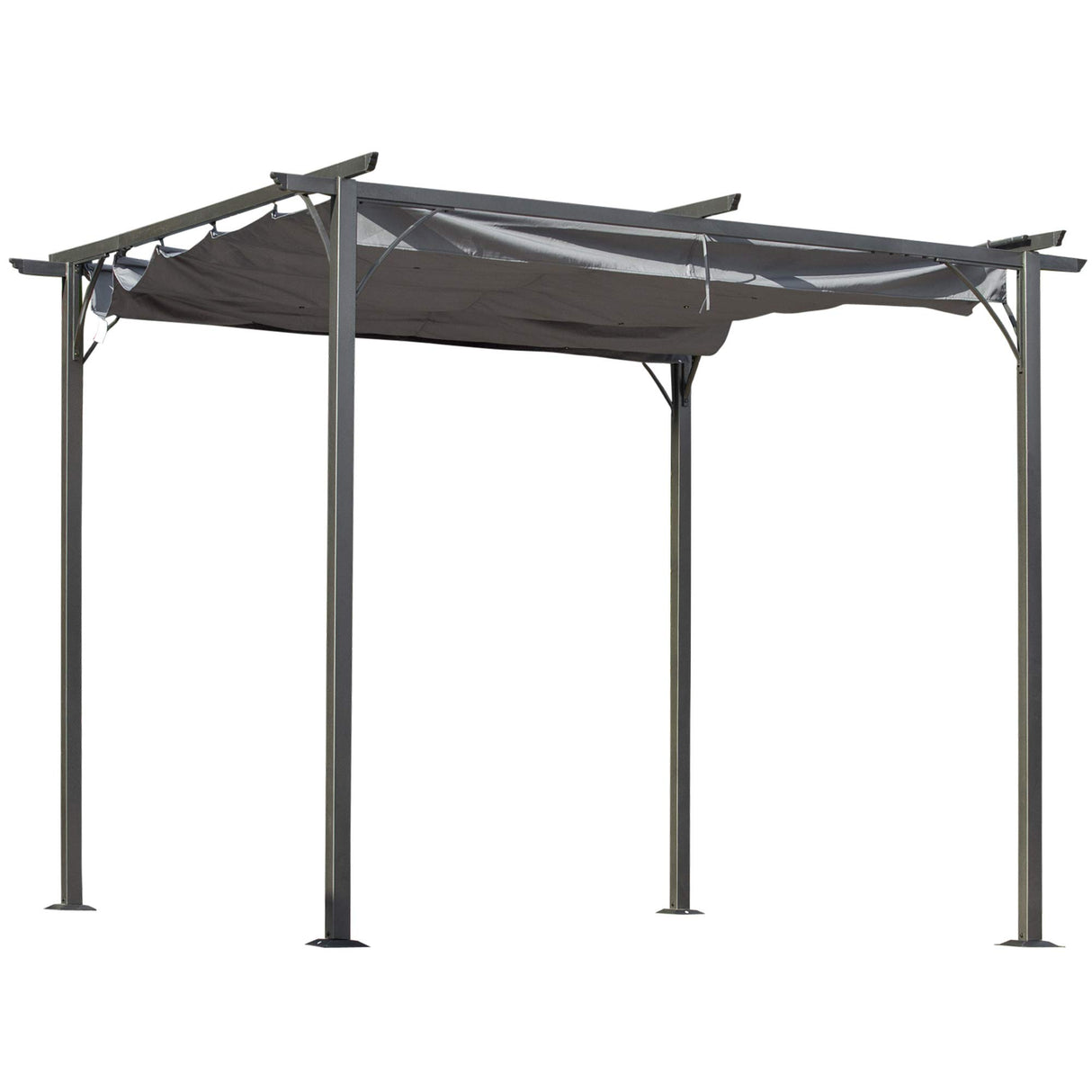Outsunny 10' x 10' Outdoor Retractable Pergola Canopy, Metal Patio Shade Shelter for Backyard, Porch Party, Garden, Grill Gazebo, Gray Outsunny