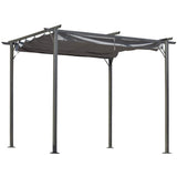Outsunny 10' x 10' Outdoor Retractable Pergola Canopy, Metal Patio Shade Shelter for Backyard, Porch Party, Garden, Grill Gazebo, Gray Outsunny