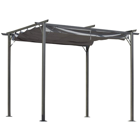 Outsunny 10' x 10' Outdoor Retractable Pergola Canopy, Metal Patio Shade Shelter for Backyard, Porch Party, Garden, Grill Gazebo, Gray Outsunny