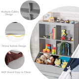Giantex Storage Cabinet, Cubby Toy Organizer, 3 Shelf 4 Cube Units, Storage Bins Cubbies for Kids' Collections, Kids Bookshelf and Bookcase for Children Playroom Hallway Kindergarten School, Gray Giantex