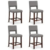 Giantex 24.5" Counter Height Bar Stools Set of 4, Linen Barstools with Back, Rubber Wood Legs, Max Load 400 Lbs, Modern Upholstered Bar Dining Chairs for Kitchen Island Pub, Grey Giantex