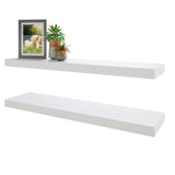 BAMEOS Floating Shelves,31 in W White Wall Mounted Wooden Shelves with Invisible Brackets Set of 2, Hanging Wall Shelves Decoration for Bedroom, Bathroom, Living Room and Kitchen BAMEOS