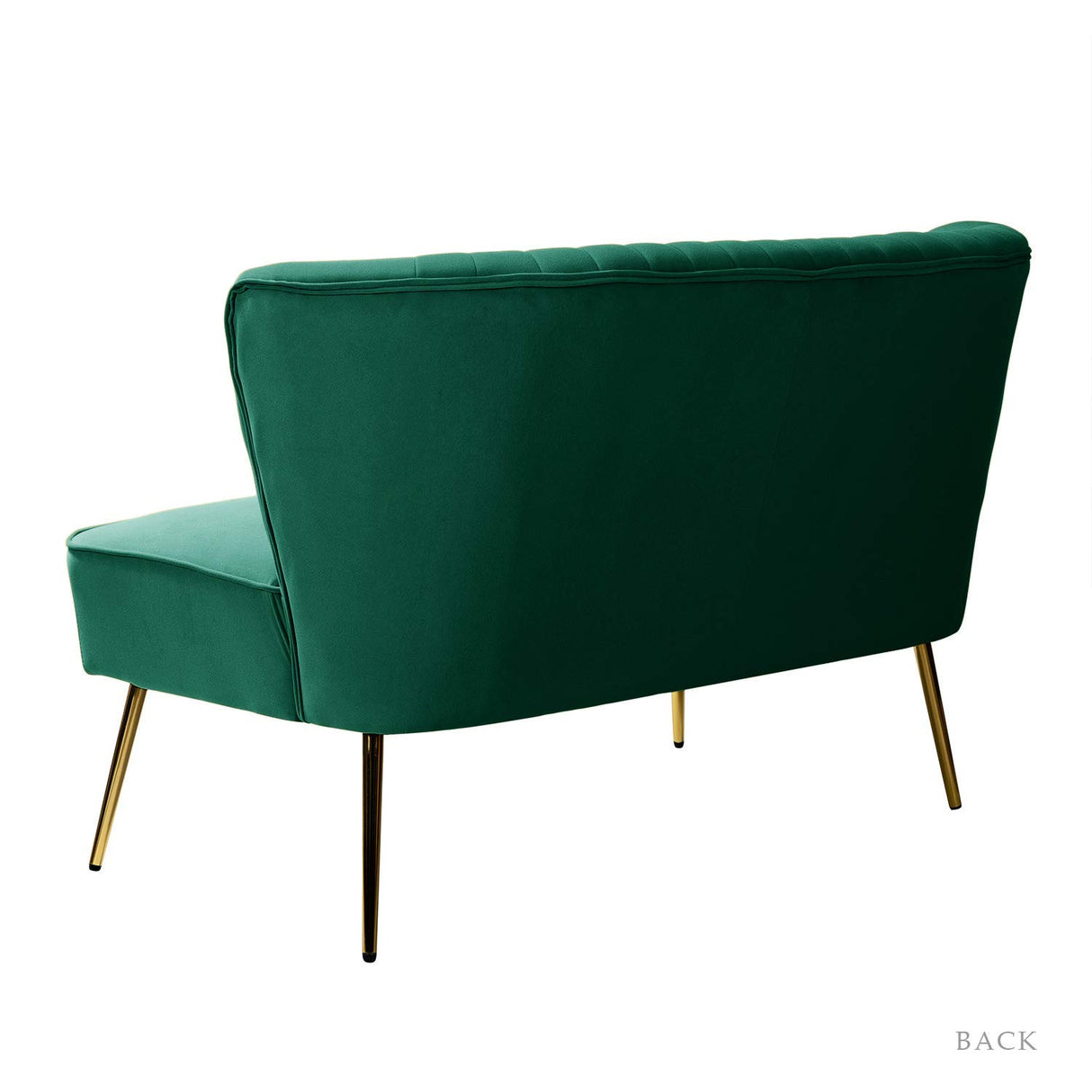 TINA'S HOME Contemporary Velvet Loveseat Sofa, Upholstered Loveseat Couch with Golden Metal Legs, Small Tufted 2-Seat Sofa Armless Love Seat for Living Room, Bedroom, Apartment Small Spaces, Green TINA'S HOME