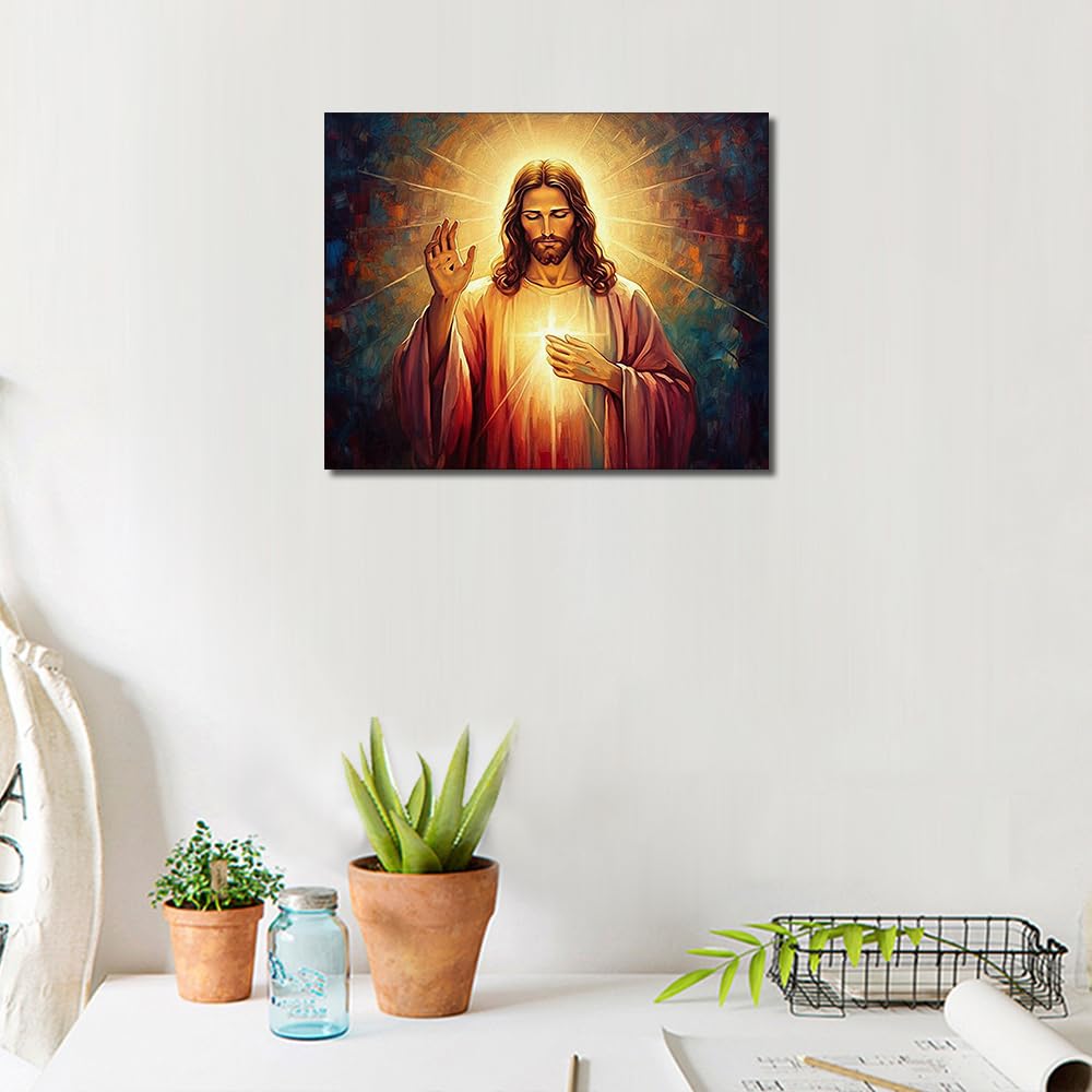 TUMOVO Painting by Number Kit for Adults, Divine Mercy Paint by Numbers, Jesus Adults' Paint-by-Number Kits, Christianity Adult Paints by Number Kits, 16X20 Inch Frameless Paints by Numbers TUMOVO