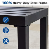 Black Outdoor Backless Bench for Garden, Set of 2, Metal Outdoor Bench Weatherproof, Patio Benches for Outdoors, Benches Seat for Backyard, Porch, Plant Stand and Holder Stabrech