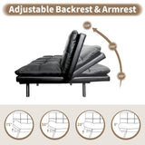 Opoiar 71" Convertible Futon Sofa Bed & Sleeper Couch - Memory Foam Loveseat Sofa with Adjustable Backrest/Armrest for Small Space, Apartment, Living Room - Black Opoiar