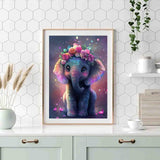 Elephant Diamond Art Kits for Adults,Flower Diamond Art Diamond Painting Kit,5D Diamond Painting DIY Full Drill Diamond Dots Painting with Tools,Gem Craft for Home Wall Decor 11.8x15.7in Kaixine