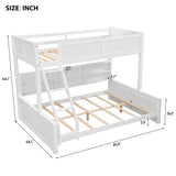 RuiSiSi Twin XL Over Queen Bunk Bed with Storage, Solid Wood Bunk Bed with Storage Cabinets and USB Ports for Kids Teens Adults, Safety Guardrail, No Box Spring Needed, Antique White RuiSiSi