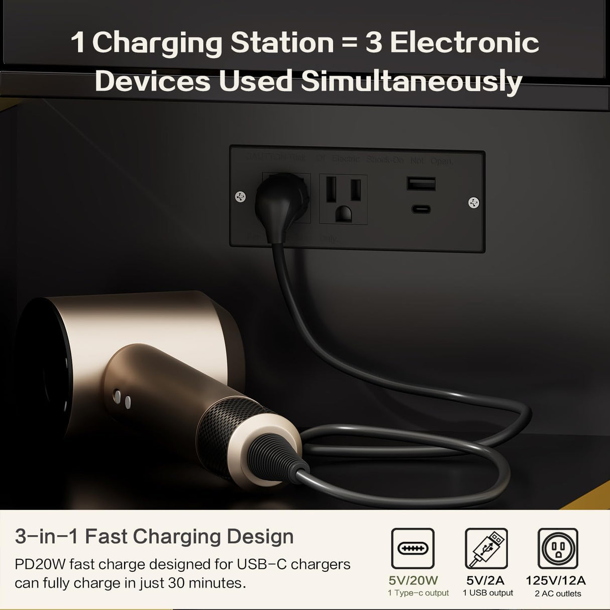 Chrangmay 47.24" Big Modern Vanity Desk with Mirror and Lights,Makeup Vanity Desk with 5 Drawers and Storage Shelves & Power Outlet,Dressing Table with Glass Top, Black Chrangmay