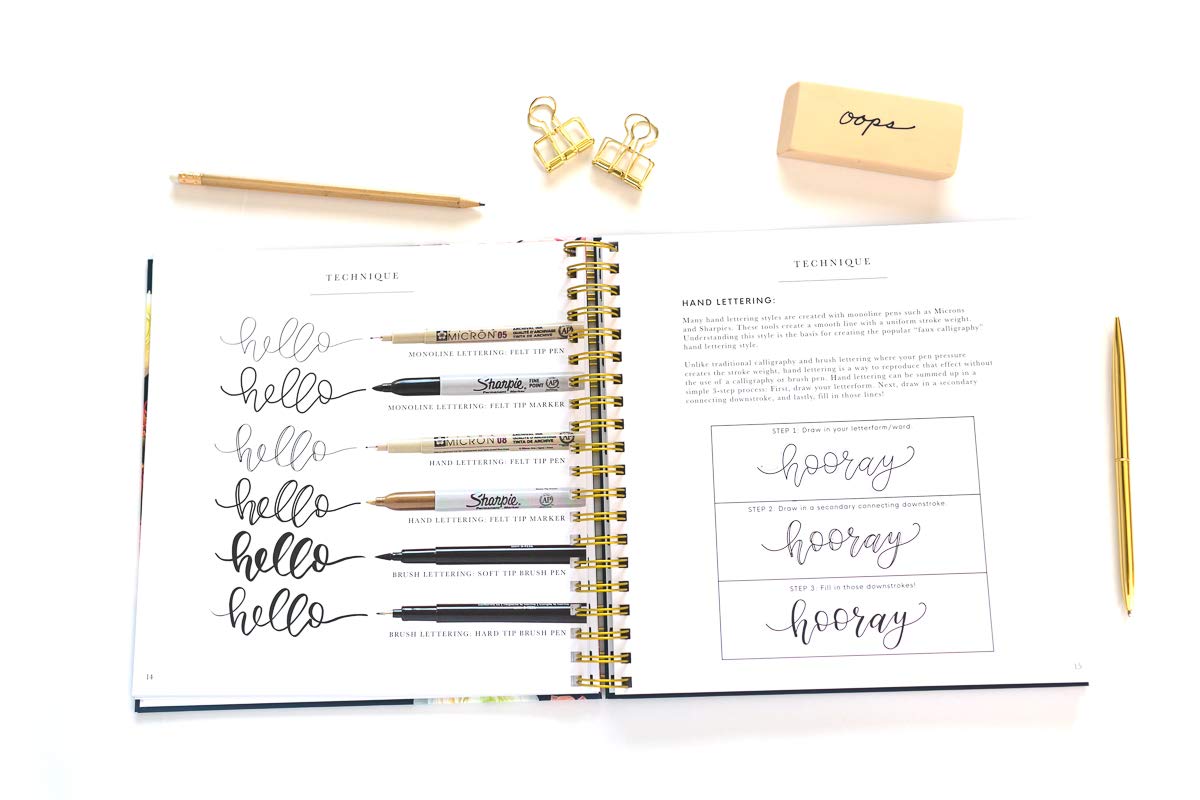 Pretty Simple Lettering: A Step-by-Step Hand Lettering and Modern Calligraphy Workbook for Beginners (Premium Spiral-Bound Hardcover) Paper Peony Press