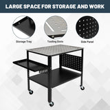 Hymula Welding Table 36" X 24" 1200lbs Load Capacity Heavy Duty Carbon Steel Weld Table for Shop Home Garage, Casters with Brakes, Black Hymula