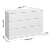 FOTOSOK 6 Drawer Double Dresser, White Dresser, Modern 6 Chest of Drawers with Deep Drawers, Wide Storage Organizer Cabinet for Living Room Home FOTOSOK
