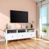 DIYART White TV Stand, Entertainment Center for TVs Up to 65", Modern Media Console with 3 Cabinets for Living Room DIYART