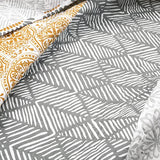 Lush Decor Bohemian Stripe Reversible Cotton Quilt Set, 3 Piece Set, Full/ Queen, Yellow & Gray - Striped Bedding Set - Yellow Quilts Queen Size - Boho Decor Lush Decor