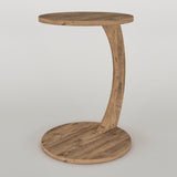 Furpinea C Shaped End Table for Couch Small Places, Space Saver Round Side Table for Sofa and Bedside with Wheels, Coffee and Eating Snack Time Tray for Living Room, Office (Natural) Furpinea