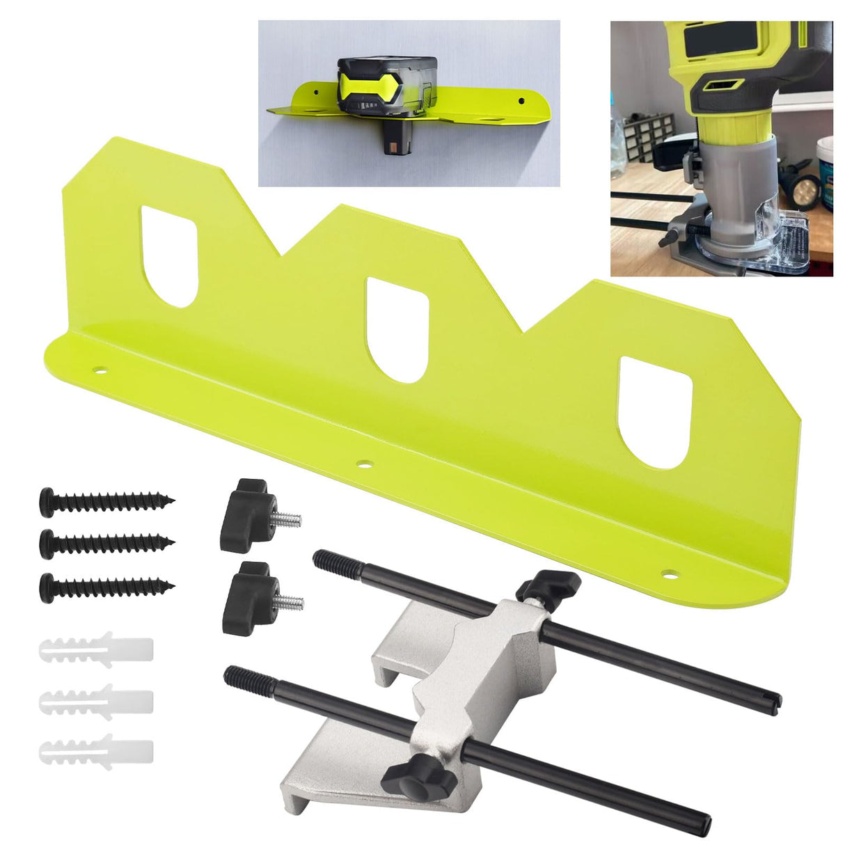 DECKMAN 204358001 Edge Guide Assembly & Battery Holder Kit Compatible with Ryobi P601 P206 18V One+ Trim Router, Pcl424, Pcl424B, for Ridgid R2401, Battery Holder Fit 18V Batteries DECKMAN