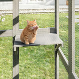 YADSUNY 64 Inch Catio Outdoor Cat Enclosure, Large Cat House for Outdoor Cats with Updated Framework Structure, Outside Cat Patio Cattery Weatherproof for Multiple Cats, Grey YADSUNY