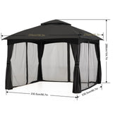 MASTERCANOPY Outdoor Patio Gazebo for Garden with Upgrade Steel Frame and Netting Walls (8x8,Gray) MASTERCANOPY