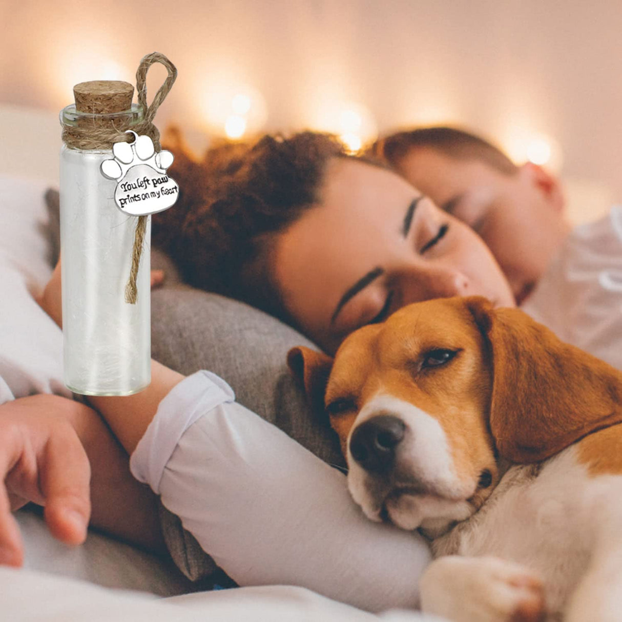 Pet Hair Memorial Bottle,Glass Vial for Ashes Or Hair Dog Or Cat Keepsake Pet Loss Gift (Bottle) free-space