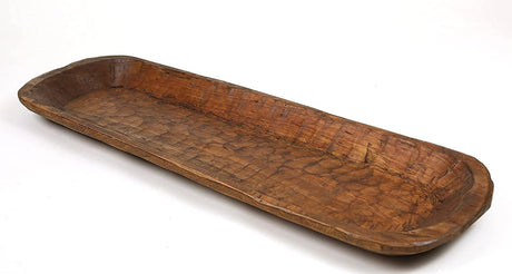 Rustic Wooden Dough Bowl-Batea-Extra Long-Natural Mexican Imports