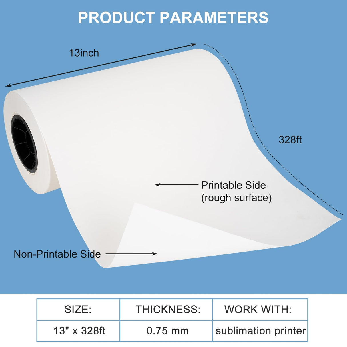 Sublimation Paper Roll Fast Dry 105gsm 13 Inch x 328 Feet, Compatible with Inkjet Printer, For T-Shirts Mugs Fabric DIY imtfzct