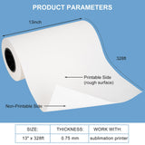 Sublimation Paper Roll Fast Dry 105gsm 13 Inch x 328 Feet, Compatible with Inkjet Printer, For T-Shirts Mugs Fabric DIY imtfzct