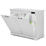 JAXPETY Double Tilt Out Trash Cabinet, Kitchen Hidden Garbage Can with Negative Ion & Deodorizing Function,Free Standing Recycling,Dog Proof 10 Gallon Trash Bin Cabinet for Bathroom, Living Room JAXPETY