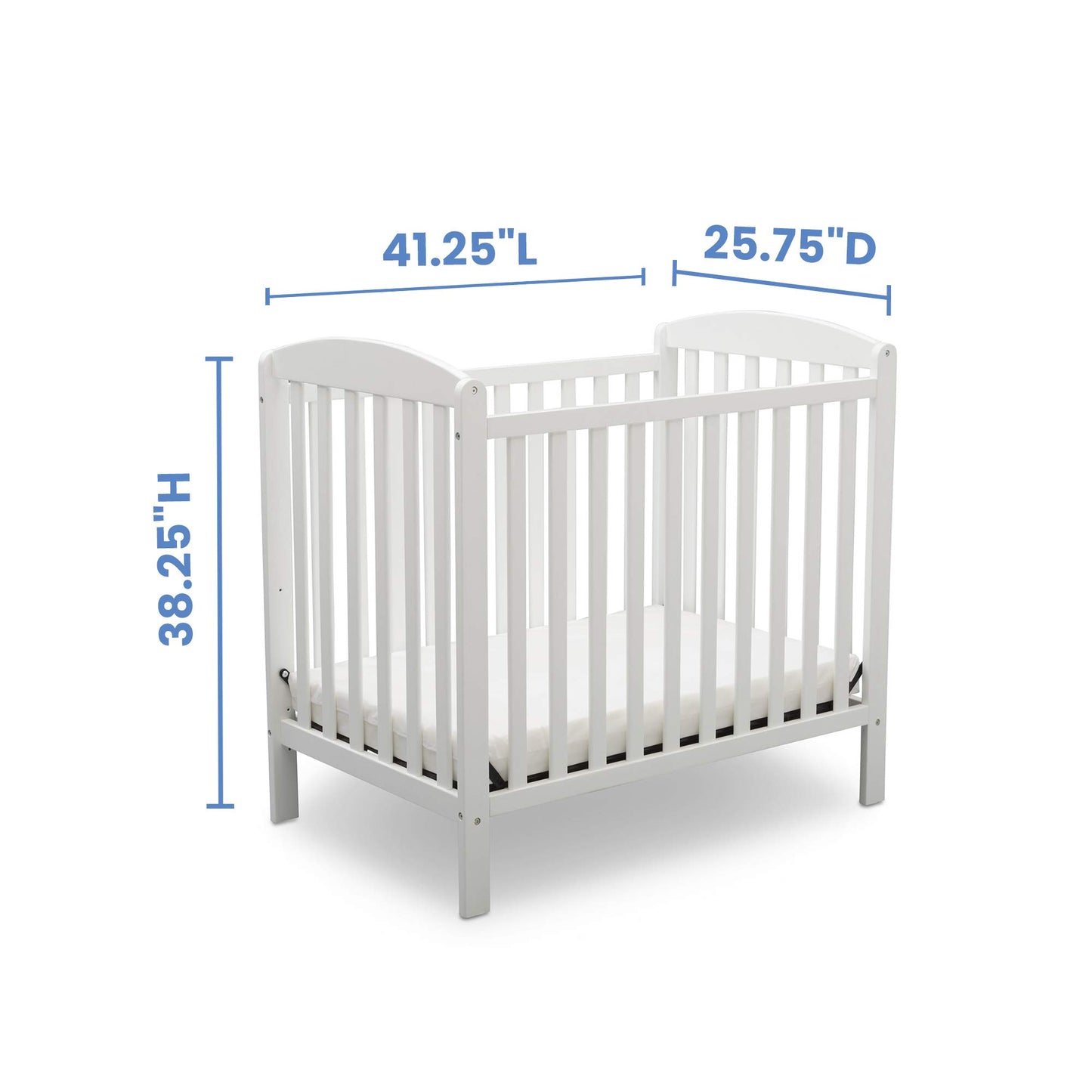 Delta Children Emery Mini Convertible Baby Crib with 2.75-inch Mattress, Bianca White - WoodArtSupply