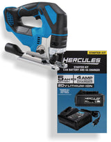 Fits HERCULES 20V Brushless Cordless Variable-Speed Jig Saw with 5Ah Battery & Charger - Cutline Blower, 4-Position Orbital Cutting, Shoe Tilt 0° - 45°, Toolless Blade Change, LED light, ETL Certified Generic