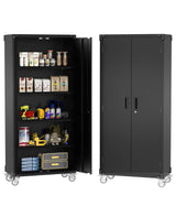 GarveeHome Metal Storage Cabinet 72" H with Wheels, Steel Tool Cabinet with Lock and 4 Adjustable Shelves and Lockable Rolling,Storage Organization for Home,Garage,Office GarveeHome