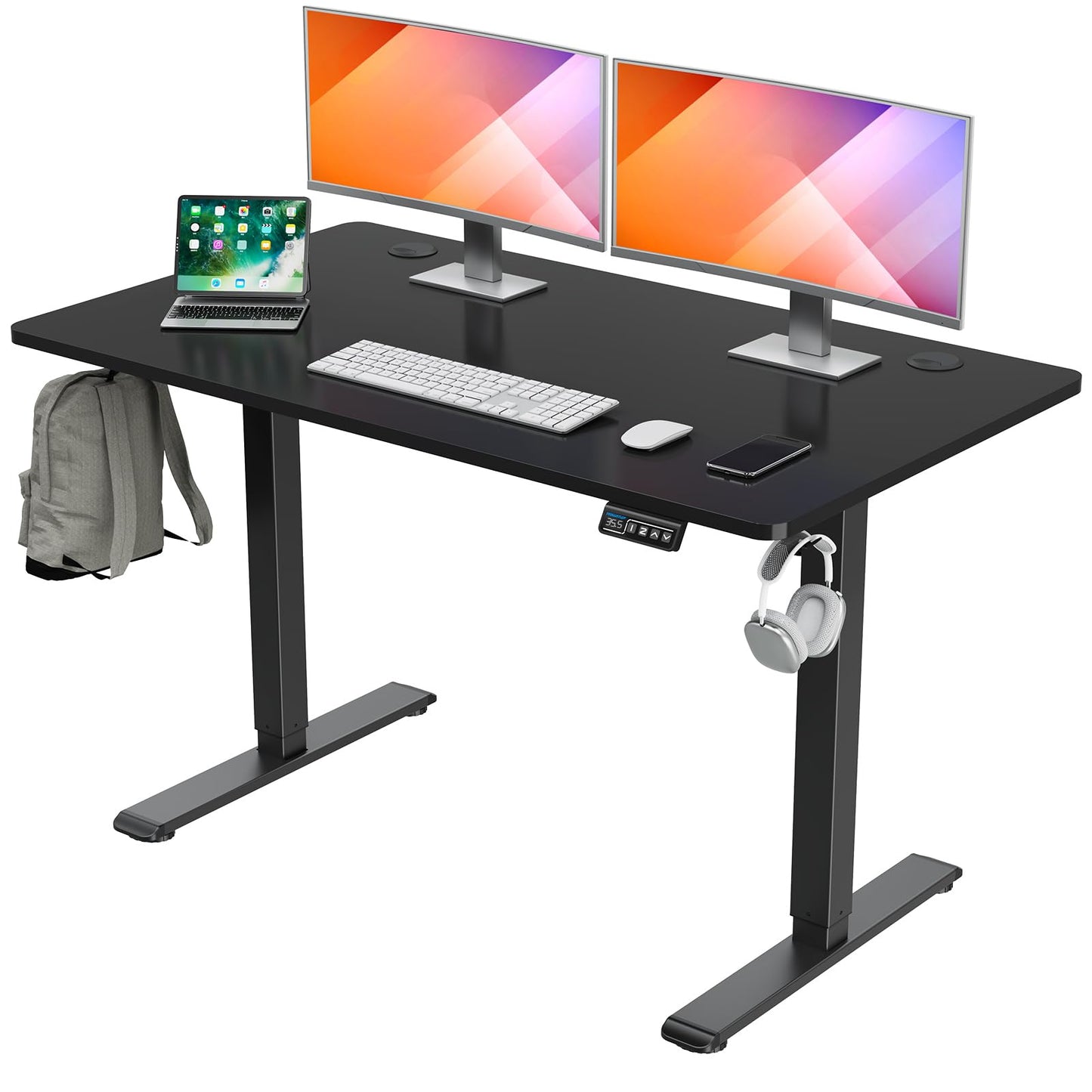 MOUNTUP Height Adjustable Electric Standing Desk Whole-Piece, 48 x 24 Inches Quick Assembly Sit Stand Desk, Stand Up Desk with Memory Controller, - WoodArtSupply