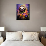 Tucocoo Funny Sloth Paint by Number for Adults, DIY Oil Painting Kits on Canvas with Brushes and Acrylic Pigment, Abstract Flowers Animal Hand-Painted Style for Home Decor 16x20 inch (Frameless) Tucocoo