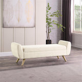 HomePop Modern Storage Bench with Wood Legs Home Décor|Bench with Storage for Living Room & Bedroom - Sherpa Cream HomePop