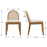 Ya-Home Mid Century Dining Chairs Set of 4, Accent Rattan Side Chairs Sherpa Fabric Kitchen Chair with Solid Wooden Legs for Living Room Dining Room, White Ya-Home