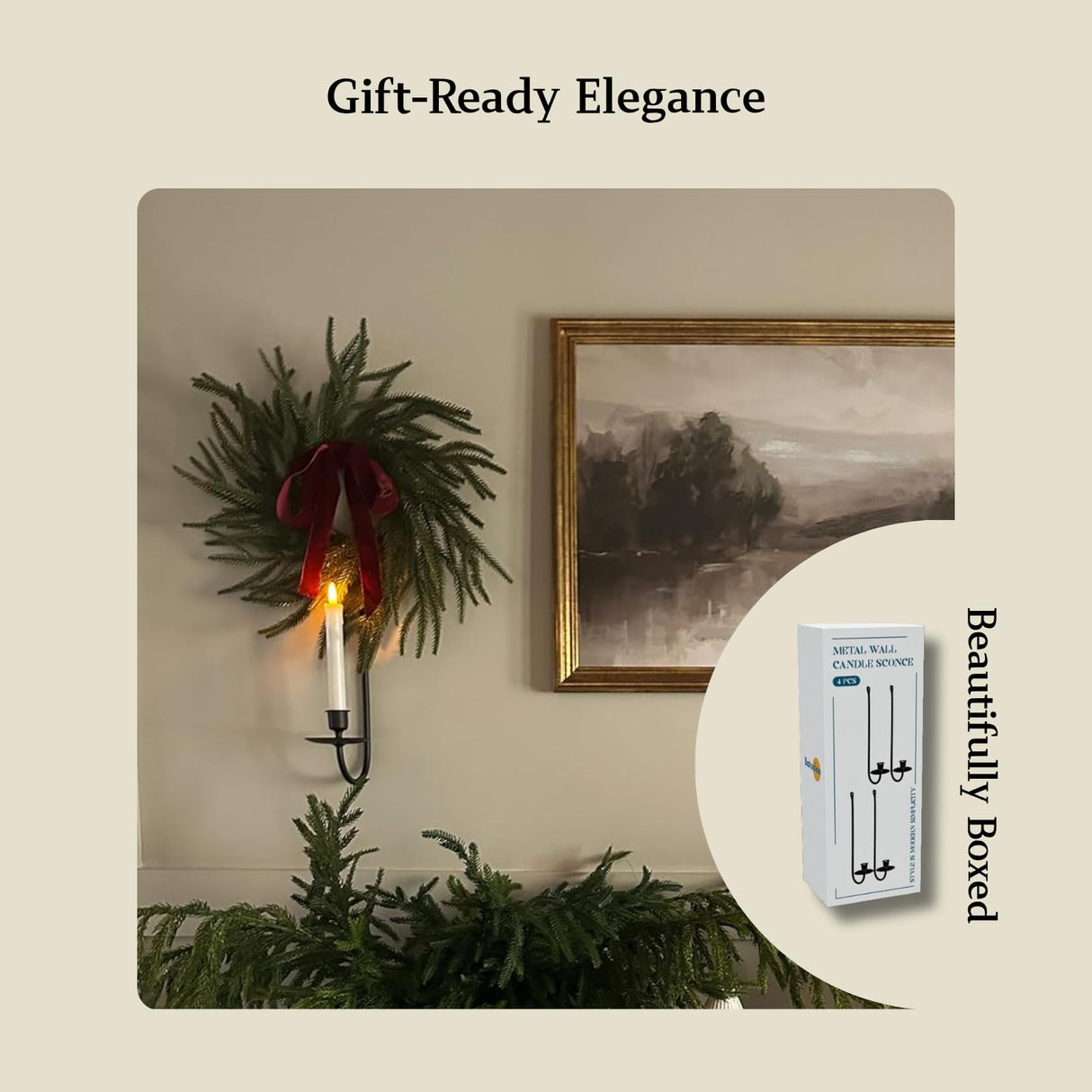 Wall Candle Holder Set of 2, Stylish Black Metal Wall Mount Candle Sconces, Modern Wall Decoration for Living Room, Farmhouse, Fireplace, and Weddings Batoslee