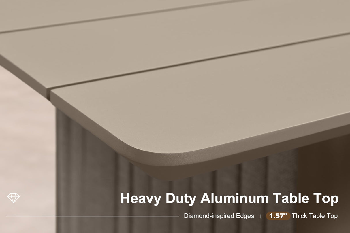 PURPLE LEAF Patio Dining Set 9 Pieces Luxury Modern Conversation Set Aluminum Large Rectangle Dining Table and Chairs with Olefin Cushion Outdoor Furniture Set for Garden Porch Deck Backyard PURPLE LEAF