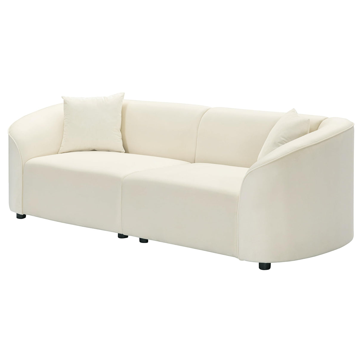 87" Curved Contemporary Sofa, Plush Seating, Streamlined Design, Ideal for Stylish Living Spaces, Modern Sofa for Living Room, Bedroom, Office (Beige+Velvet) DEKIMOW