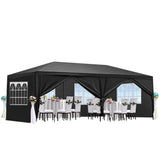 10x20 Party Tent, Outdoor Wedding Tents with 6 Removable Sidewalls, Gazebo Shelter for Parties Patio, Outside Waterproof Canopy Tents, Party Wedding BBQ Events Tent, Black MegaChoice