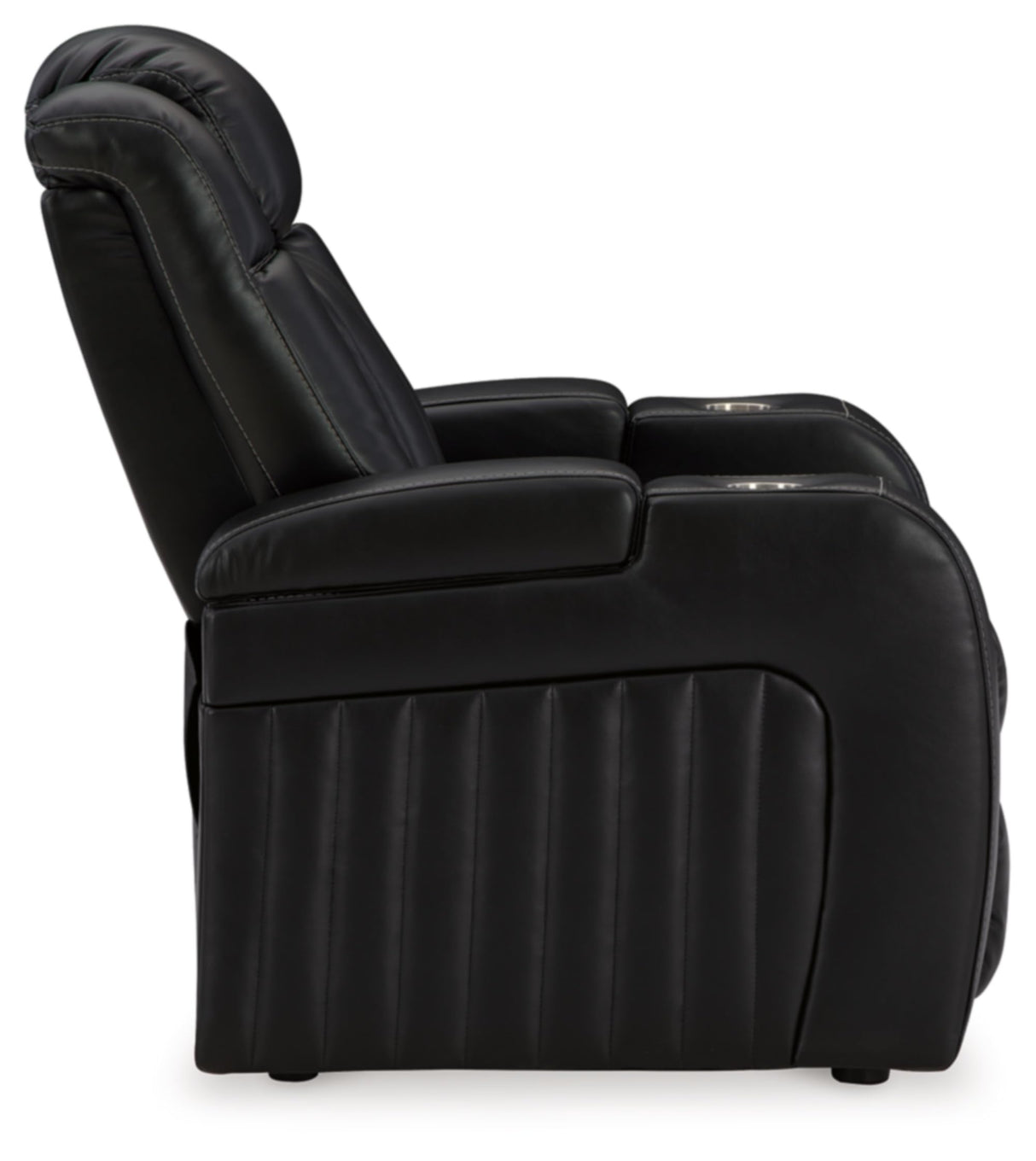 Signature Design by Ashley Caveman Den Modern Faux Leather Wall Hugger Power Recliner with Adjustable Headrest, Storage, Wireless, USB Ports and LED Lights, Black Signature Design by Ashley