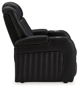 Signature Design by Ashley Caveman Den Modern Faux Leather Wall Hugger Power Recliner with Adjustable Headrest, Storage, Wireless, USB Ports and LED Lights, Black Signature Design by Ashley